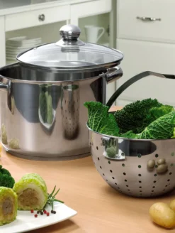 BEYOND® Edelstahl Kochtopf 24 Cm, Mit Glasdeckel Und Herausnehmbarem Siebeinsatz -Küchenwaren Geschäft d8a2cb5a340c1150e29b00baecab5352