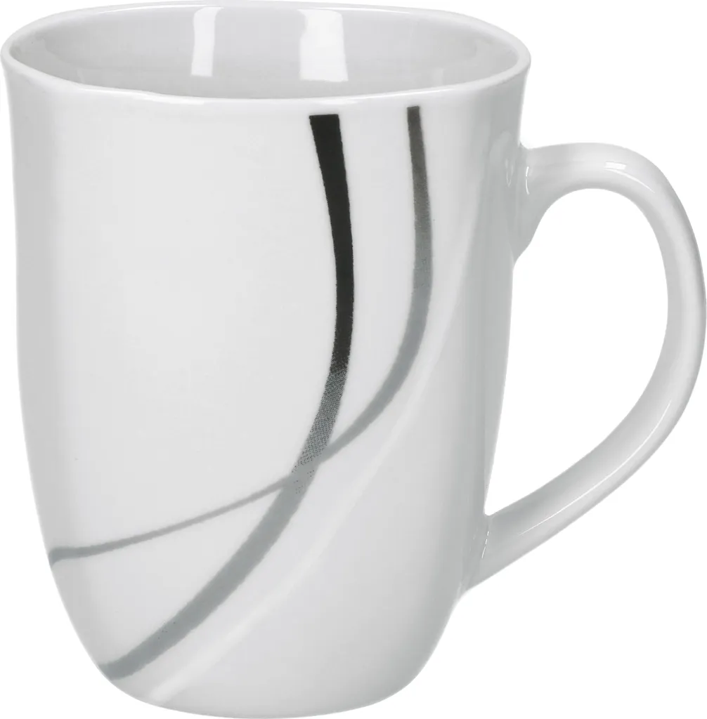 Van Well Frühstücksservice Silver Night, 12tlg 6 Personen, 6 Kaffeebecher + 6 Teller, Linien-Dekor 7 Van Well Frühstücksservice Silver Night, 12tlg 6 Personen, 6 Kaffeebecher + 6 Teller, Linien-Dekor – Bild 5