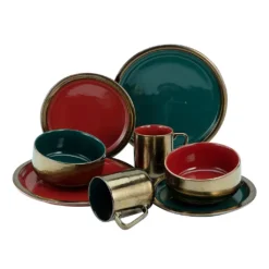 CreaTable 22973 Kombiservice Rustikal Collection Für 4 Personen, Steinzeug, Mehrfarbig (1 Set, 16-teilig) -Küchenwaren Geschäft e118f804c87e9c218220c728a8364be0