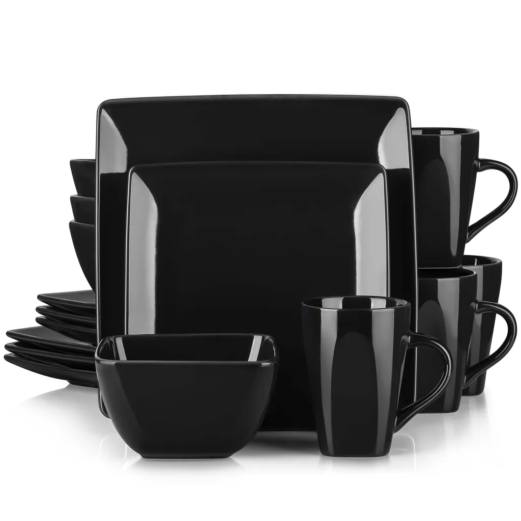 Vancasso Tafelservice »SOHO« 16-tlg. Porzellan Teller Set, Kombiservice Tafelset Mit Kaffeetassen, Müslischalen, Schwarz 3 Vancasso Tafelservice »SOHO« 16-tlg. Porzellan Teller Set, Kombiservice Tafelset Mit Kaffeetassen, Müslischalen, Schwarz