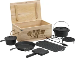 BBQ-Toro 10-teiliges Dutch Oven Set In Holzkiste Mit Waffeleisen, Stieltopf, Grillpfanne Und Mehr -Küchenwaren Geschäft e36fbeef208b0cb73419803399d2d27f