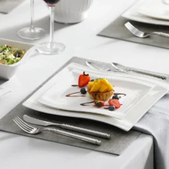 MALACASA, Serie Flora, 26 Tlg. Cremeweiß Porzellan Geschirrset Kombiservice Tafelservice Mit 6 Schalen, 6 Dessertteller, 6 Suppenteller, 6 Speiseteller Und 2 Rechteckigen Platten -Küchenwaren Geschäft e8e5d2da7d82f82da5b51c55e64230e4