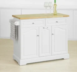 SoBuy FKW100-WN Kücheninsel Mit Arbeitsplatte Küchenwagen Mit 2 Türen Und Ausziehbarem Flaschenhalter Küchenschrank Sideboard Küchentrolley Weiß BHT Ca.: 115x90x46cm -Küchenwaren Geschäft ea98064008f8009deb7bb80f9d478e13