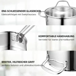 Topf-Set Topfset Induktion 10-teilig Edelstahl Kochtopf Set Mit Glasdeckel Edelstahl 18/10, Unbeschichtet Für Gas, Elektro, Halogen, Induktionsherde -Küchenwaren Geschäft ef11f74e020a7a5e41f40542cec69f20