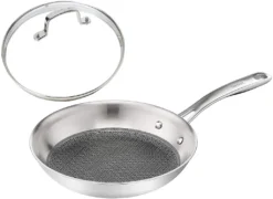 Tefal Bratpfanne ETERNAL MESH Edelstahl Kratzfest °28cm E49706 + Jamie Oliver Gravur Glasdeckel