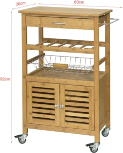 SoBuy® Servierwagen,Küchenwagen Mit Korb Und Flaschenablage,Bambus, FKW53-N -Küchenwaren Geschäft f24f6b21981e6284bac2003d97a259ba