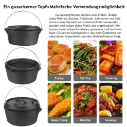 Mucola Gusseisen Feuertopf Gusstopf Inkl. Deckelgriff 2in1 Kochtopf & Pfanne 9,0L Dutch Oven Potjie Camping Kochgeschirr -Küchenwaren Geschäft fae5697d41ba5c6555f218332c6bf0d8